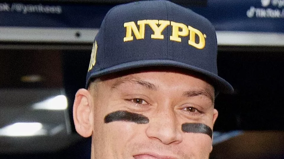 Aaron Judge con el uniforme de los New York Yankees