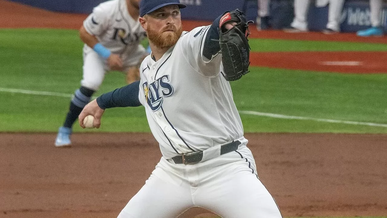 Drew Rasmussen, lanzador derecho de Tampa Bay Rays, durante la temporada 2026